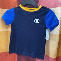 BOYS CHAMPION SHIRT NAVY BLUE/WHITE/YELLOW 5 NEW