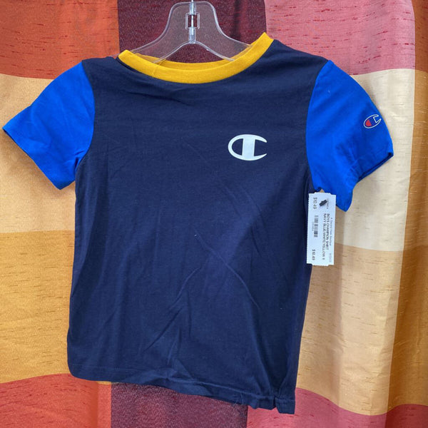 BOYS CHAMPION SHIRT NAVY BLUE/WHITE/YELLOW 5 NEW