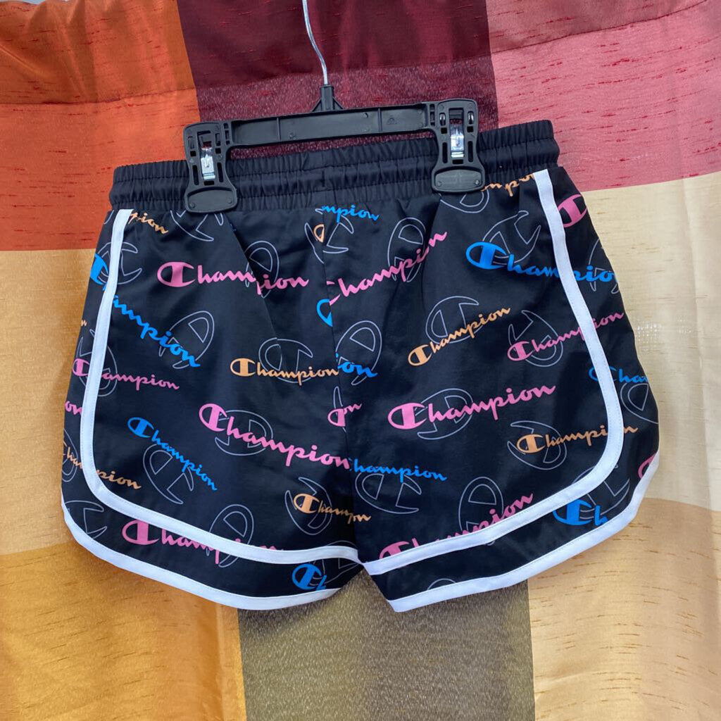 GIRLS CHAMPION SHORTS BLK/MULTI COLOR 7/8 NEW