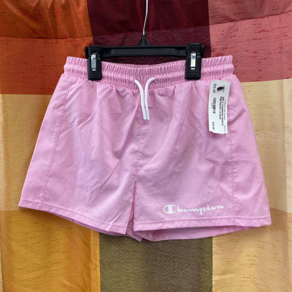 GIRLS CHAMPION SHORTS PINK/WHITE 7/8 NEW