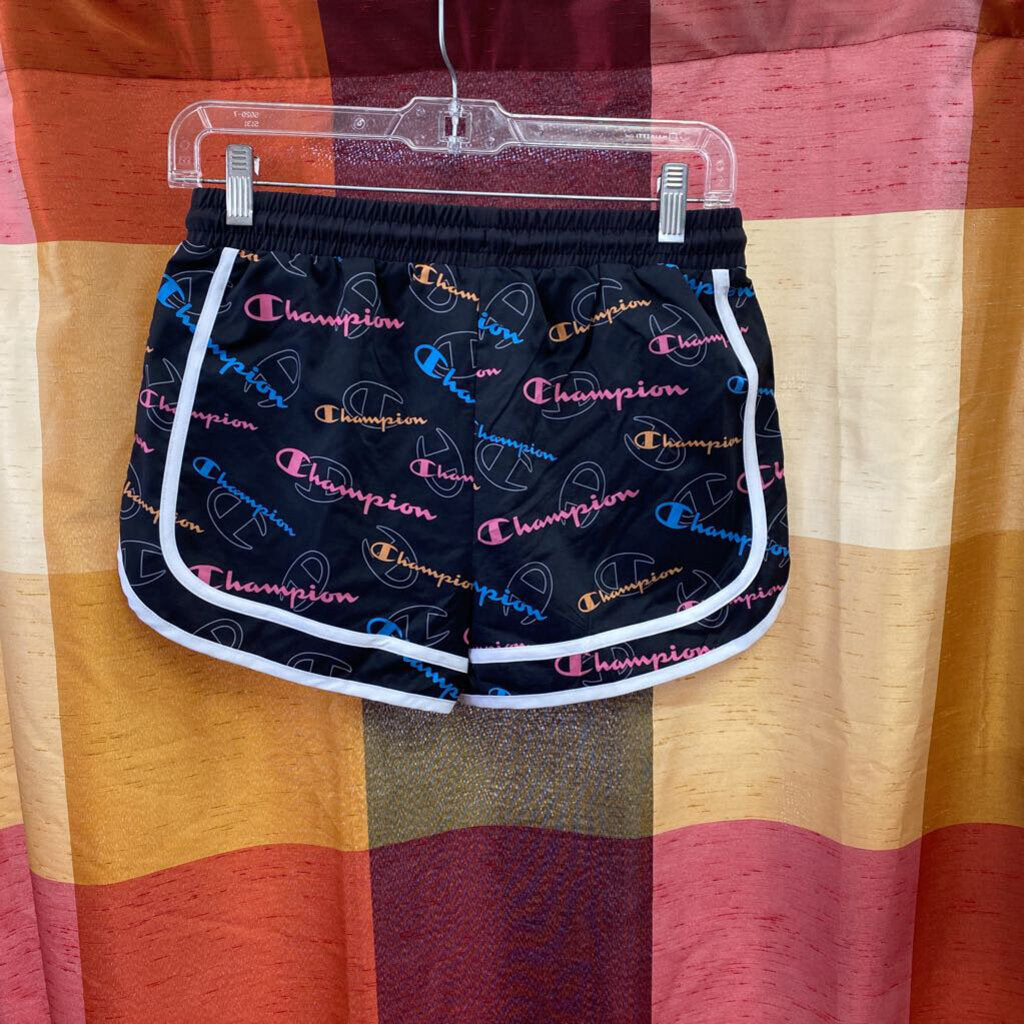 GIRLS CHAMPION SHORTS BLK/MULTI COLOR 14/16 NEW