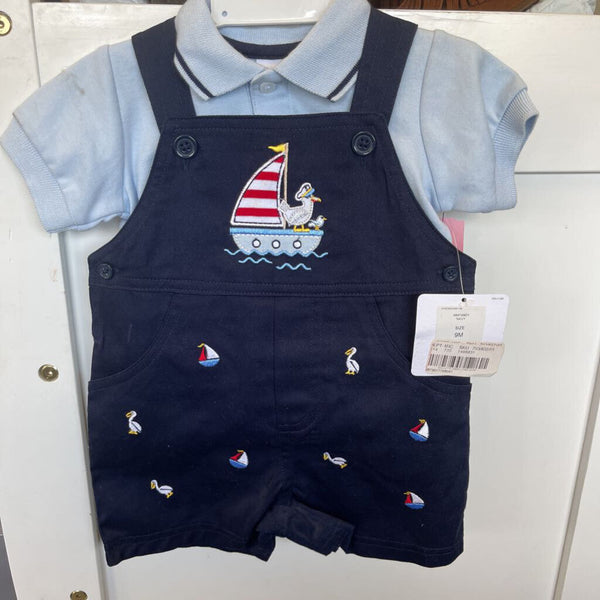 BOYS STARTING OUT OUTFIT NAVY BLUE W/DUCKS/SAILBOATS 9M NWT