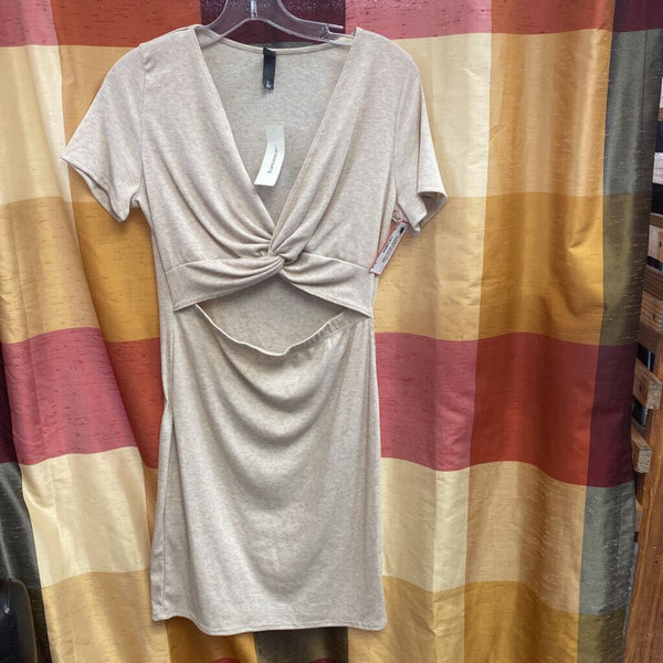 WOMENS ALYA TAUPE CASUAL DRESS L NWT