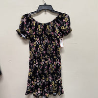 GIRLS BLK ROMPER W FLOWERS 13/14