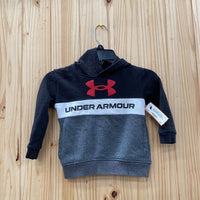 BOYS UNDER ARMOUR HOODIE BLK/GREY/RED 2T