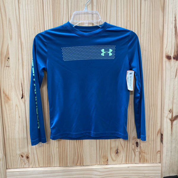 BOYS UNDER ARMOUR LS SHIRT TEAL/WHITE/LIME GREEN YSM 8