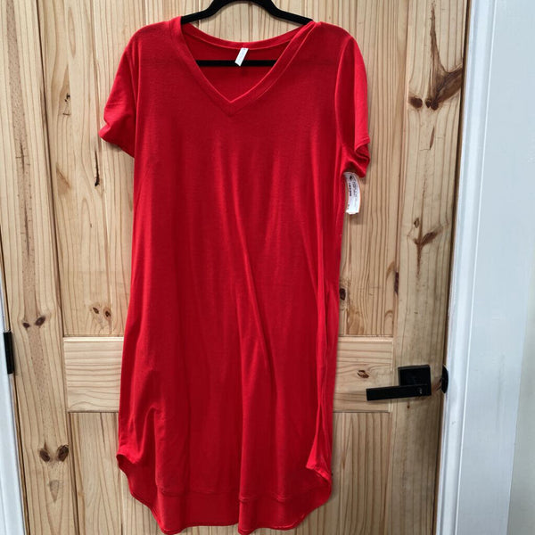 WOMENS ACTING PRO RED T-SHIRT DRESS L