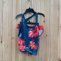 GIRLS PIXIE GIRL 2PC ORNG/FLORAL SWIM 14