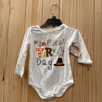 MY FIRST TURKEY DAY WHITE LS ONESIE 90 2T