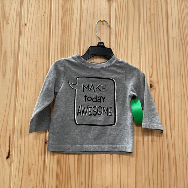 BOYS MAKE TODAY AWESOME LS SHIRT GREY/WHITE/BLK 12M