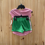 GIRLS ADIDAS 2PC SET PINK/WHITE/GREEN 2T