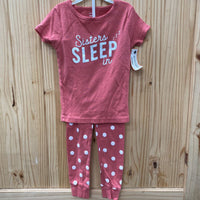 GIRLS CARTERS 2PC SET DK MAUVE/WHITE SISTERS SLEEP IN 4T