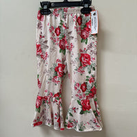 GIRLS IVORY FLORAL BELL BOTTOM PANTS 12/18M