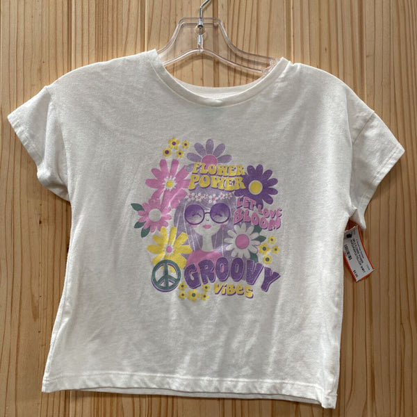 GIRLS FLOWER POWER WHITE/PURPLE/YELLOW SHIRT 8