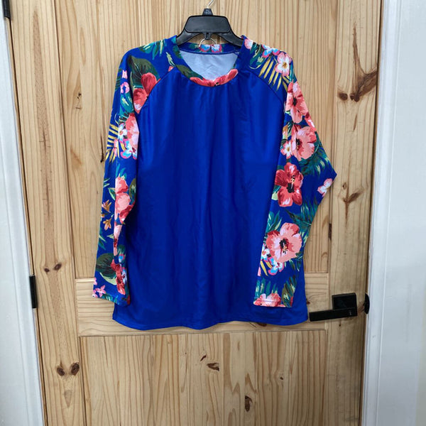 WOMENS ROYAL BLUE FLORAL 2PC SET 4XL