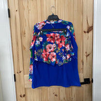 WOMENS ROYAL BLUE FLORAL 2PC SET 4XL