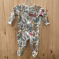 BOYS WONDER NATION SLEEPER TAUPE W/LEAVES/ANIMALS 3/6M