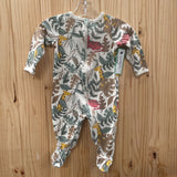 BOYS WONDER NATION SLEEPER TAUPE W/LEAVES/ANIMALS 3/6M