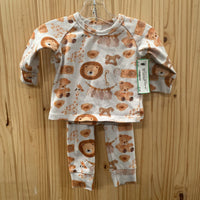 BOYS LITTLE ONE SHOP 2PC SET LION/TEDDY BEAR/GIRAFFE 6/12M