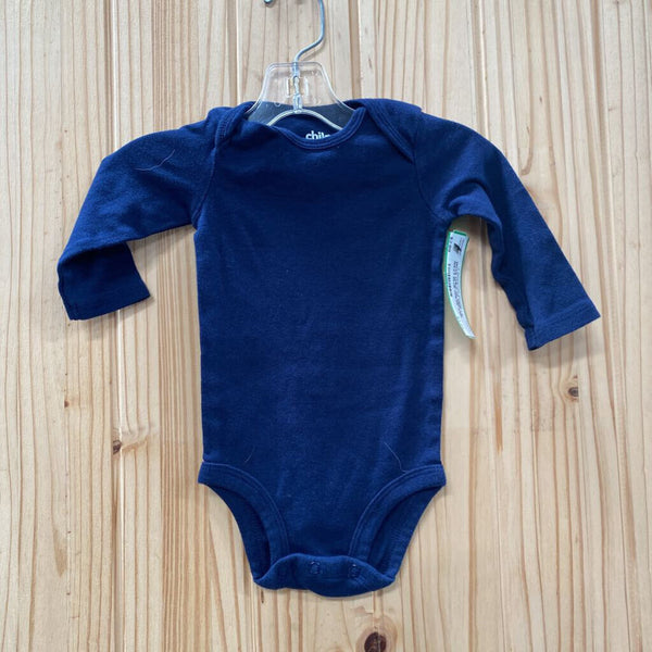 BOYS CHILD OF MINE LS NAVY BLUE ONESIE 3/6M