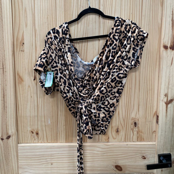 WOMENS NO COMMENT CHEETAH TIE TOP 2X