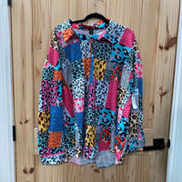 WOMENS SHEIN MUTLIPRINT BUTTON UP 3X NWOT