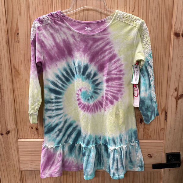 GIRLS JUSTICE MULTI COLOR TYE DYE LS DRESS M 10 NWT