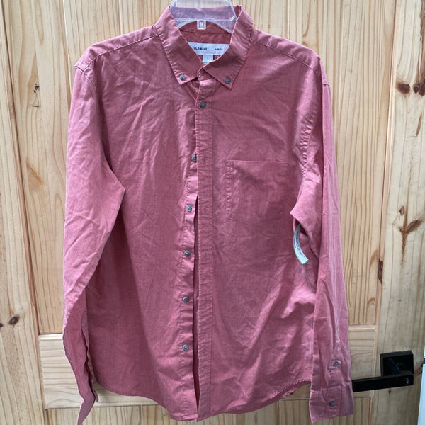 MENS OLD NAVY LS RED BUTTON UP SHIRT L