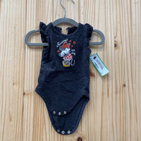 GIRLS MINNIE MOUSE CHARCOAL SL ONESIE SWEETEST LITTLE THING 0/3M