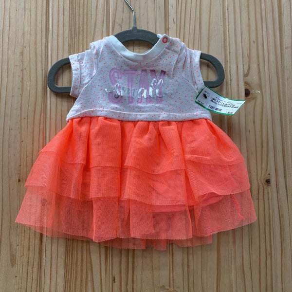 GIRLS CAT & JACK STAY SMALL WHITE/BRIGHT ORANGE DRESS 0/3M