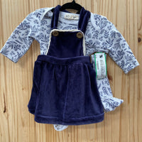 GIRLS KIT +PEARL 2PC SET NAVY BLUE/WHITE FLORAL 0/3M