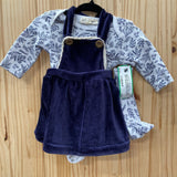 GIRLS KIT +PEARL 2PC SET NAVY BLUE/WHITE FLORAL 0/3M