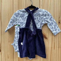 GIRLS KIT +PEARL 2PC SET NAVY BLUE/WHITE FLORAL 0/3M