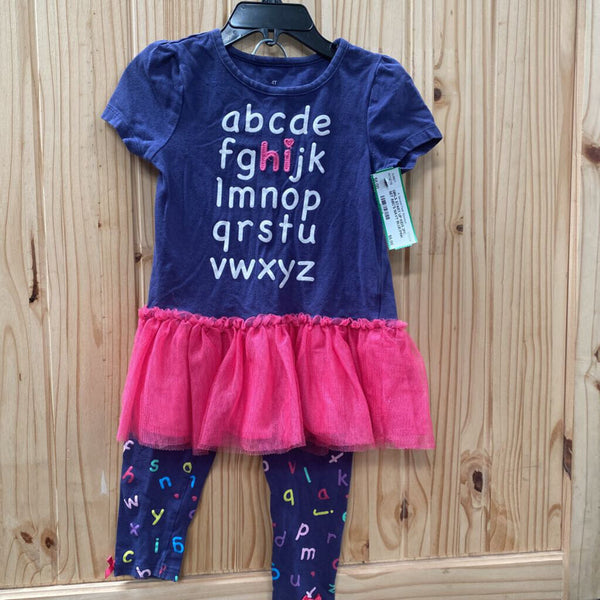 GIRLS START UP KIDS 2PC SET ABC'S NAVY BLUE/PINK 4T