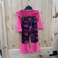 GIRLS PAPA'S PRINCESS BLK/PINK 2PC SET 18/24M