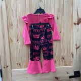 GIRLS PAPA'S PRINCESS BLK/PINK 2PC SET 18/24M