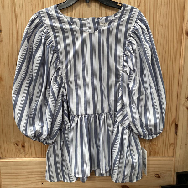 GIRLS HABITUAL BLUE/WHITE STRIPE CASUAL TOP 16 NWT