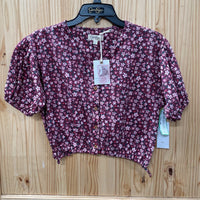 GIRLS JESSICA SIMPSON MAROON FLORAL CROP TOP L 12 NWT