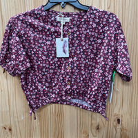 GIRLS JESSICA SIMPSON MAROON FLORAL CROP TOP M 8/10 NWT