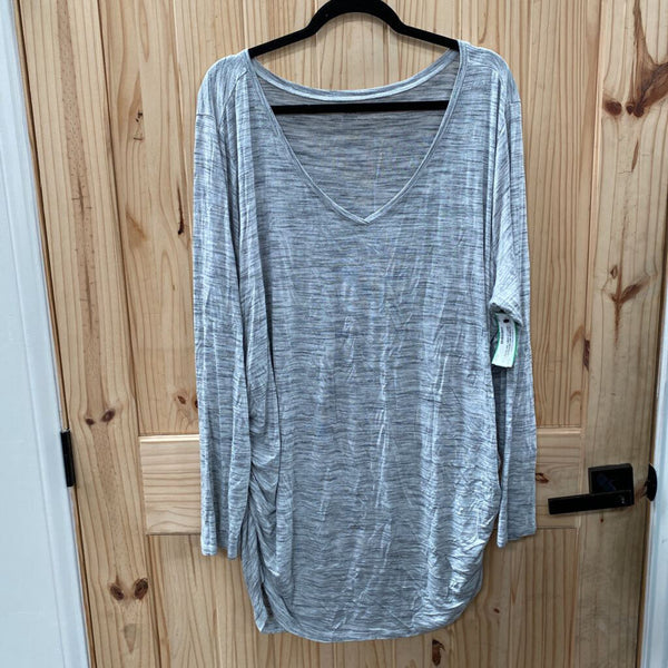 WOMENS MOTHERHOOD LT GREY LS SHIRT MATERNITY 3X (HOLE IN BACK)