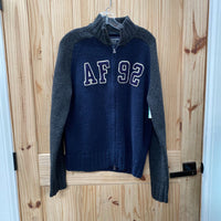 MENS ABERCROMBIE & FITCH SWEATER CHARCOALL GREY/NAVY BLUE M