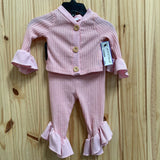 GIRLS 2PC SET LS PINK 3/6M