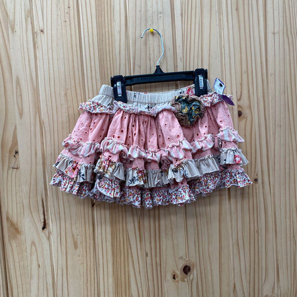 GIRLS MUSTARD PIE SKIRT PINK/TAUPE/FLORAL 3T