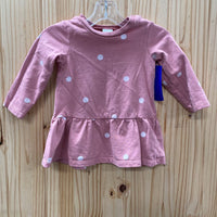 GIRLS H&M MAUVE DRESS W/DOTS 9M