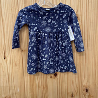 GIRLS OLD NAVY LS DRESS BLUE/WHITE 12/18M