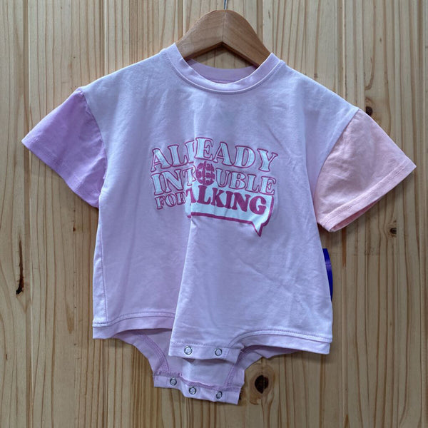 GIRLS ALREADY IN TROUBLE FOR TALKING ROMPER NWT 12M