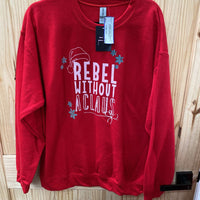 WOMENS REBEL WITHOUT A CLAUSE CREWNECK L