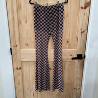 WOMENS MIMOSA CHECKERED FLARES S NWT