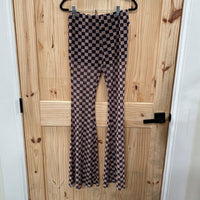 WOMENS MIMOSA CHECKERED FLARES S NWT