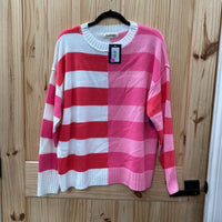 WOMENS PINK COLOR BLOCK SWEATER S NWT